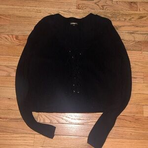 Express Black Knit Lace-Up Top